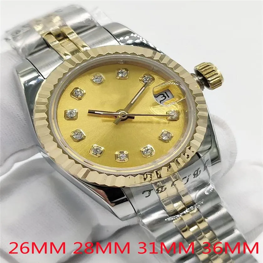 Роскошные дизайнерские классические моды автоматические женские часы размером с 28 мм сапфировой стеклянной водонепроницаемость рождественский подарок215L