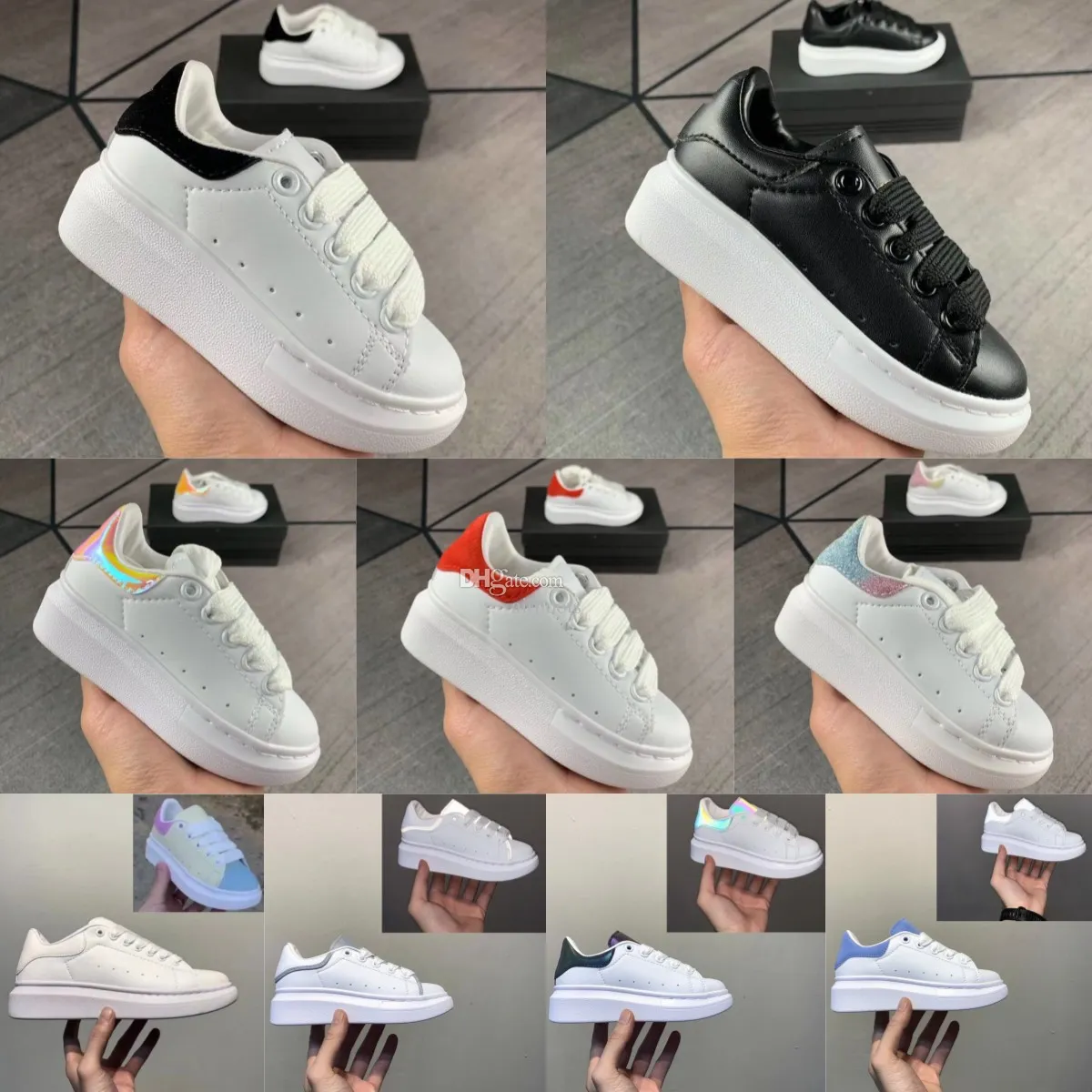 Scarpe per bambini Ragazzi Ragazze Sneakers in pelle Bambino Nero Bianco Bambini Gioventù Piattaforma esterna Espadrillas oversize Appartamenti di lusso Scarpe da ginnastica casual Rosso Blu Shock Pink