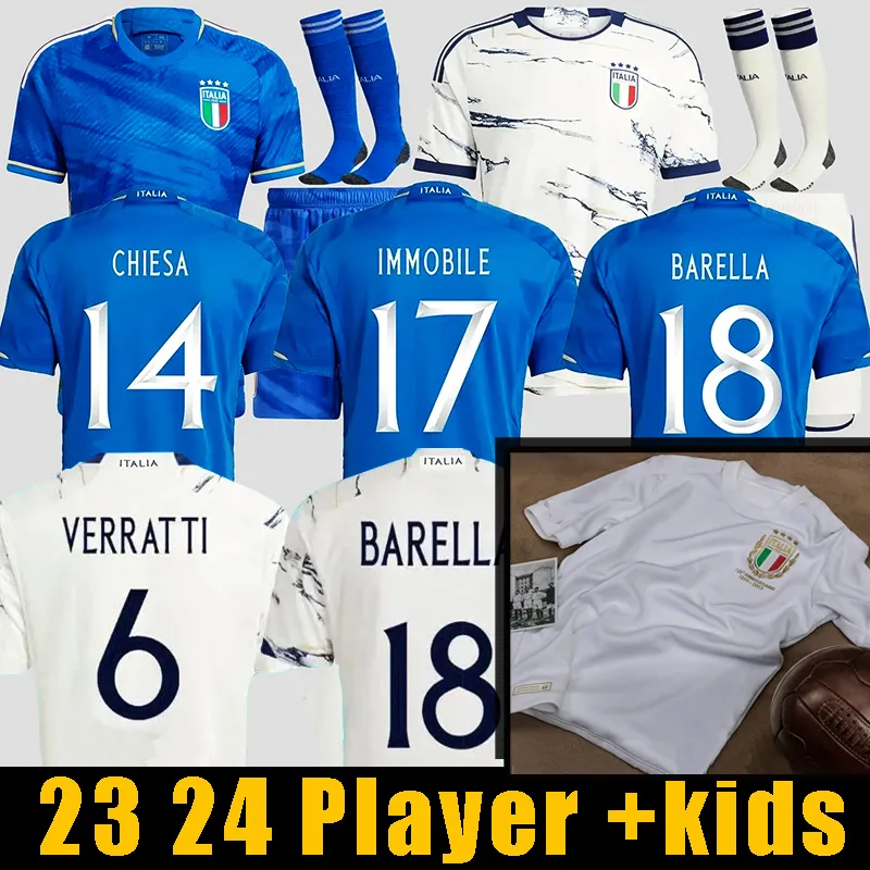 Italy soccer jerseys 125TH Anniversary 1994 Retro italy Long Sleeves 22 23 24 TOTTI CHIESA Training suit Italia Italia football Shirt T Men kids kit