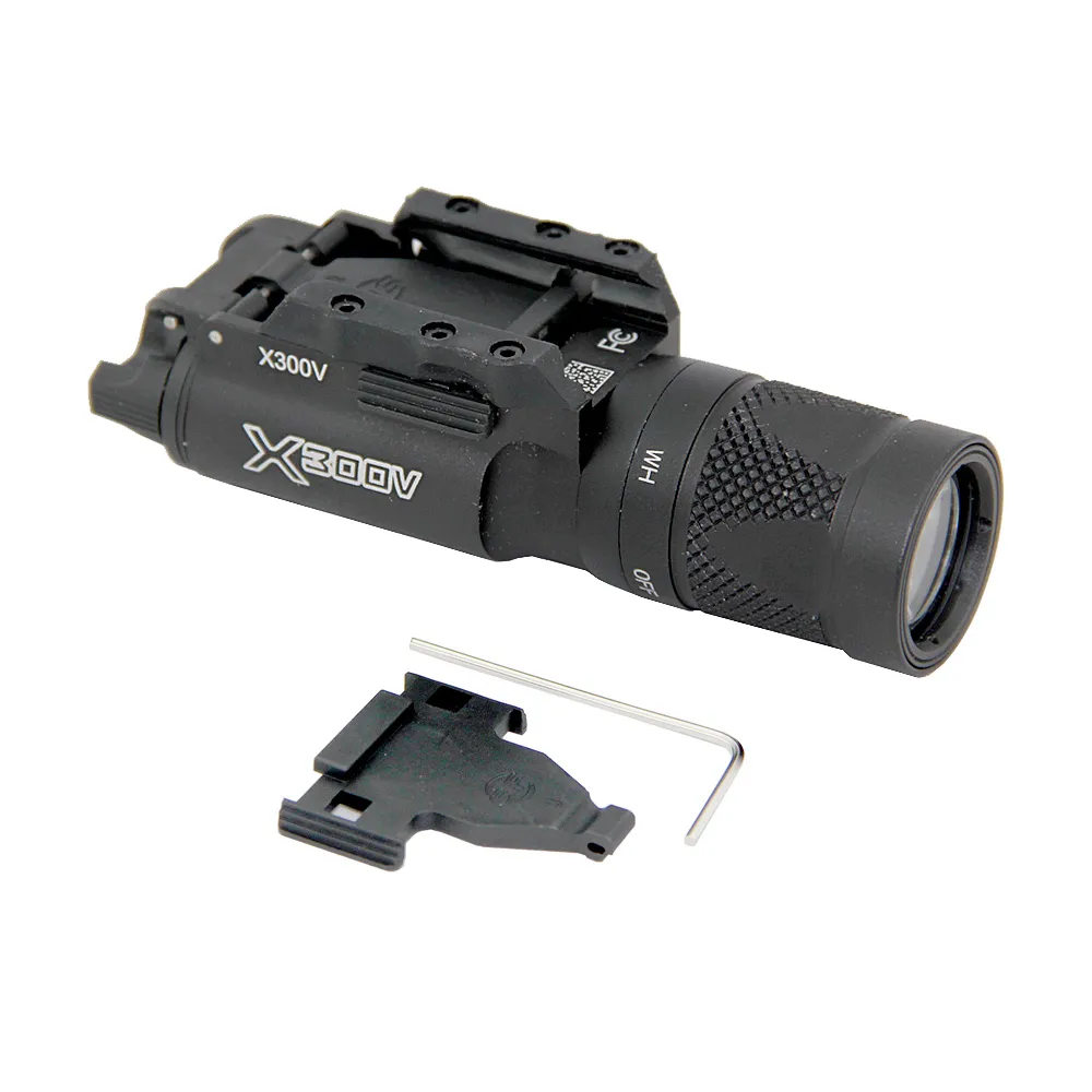 전술 x300V 무기 라이트 이중 출력 LED 화이트 라이트 400 루멘 사냥 소총 권총 손전등 피팅 20mm 피카 티니 레일