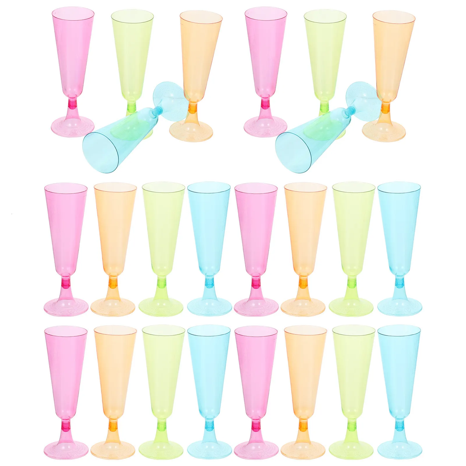 Wine Glasses 20 Pcs Disposable Champagne Flutes Plastic Goblet Cup Water Cups Whiskey Glasses Baking 230614