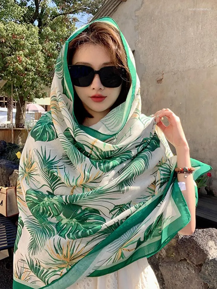 Sciarpe Estate Donna Sciarpa di seta Sarong Beach Scialle avvolgente Stampa Protezione solare Bandana Hijab Mujer Bohemian Sciarpa lunga Pareo Bikini Cover Up