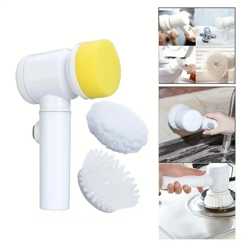 1pc électrique Spin Scrubber, brosse de nettoyage électrique 5-en-1 Handheld Kitchen Cleaner sans fil Spin Scrubber, Power Scrubber salle de bain brosse à récurer rechargeable