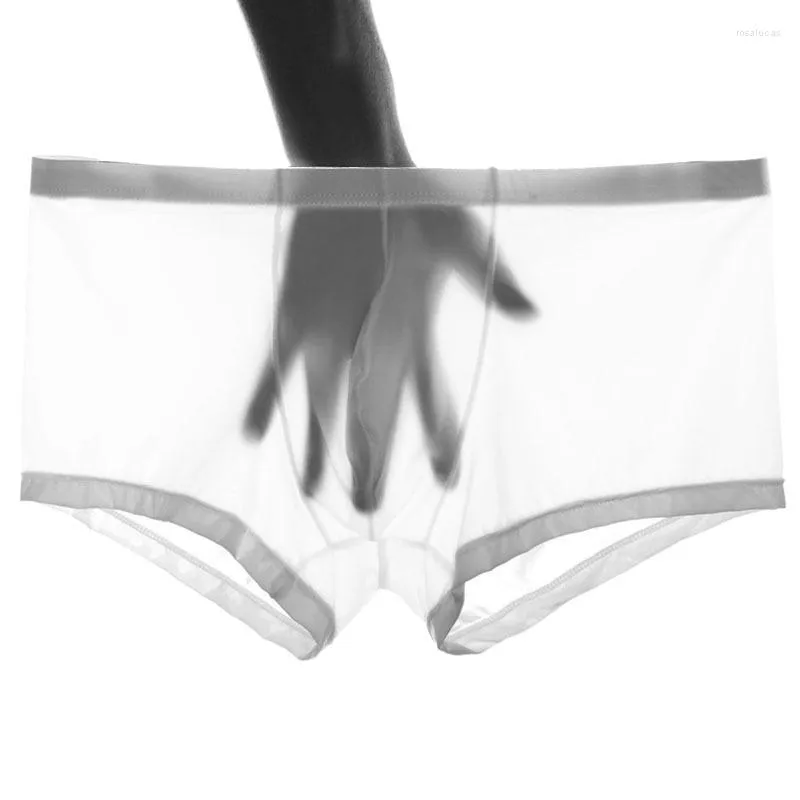Marynaty męskie lodowe bokserki szorty oddychające jedwabiste majtki pnie seksowna woreczka penisowa wygodna bielizna plus rozmiar