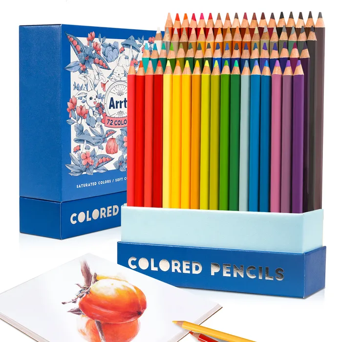 Ołówki Arrtx Artysta 72 Kolorowe ołówki ustawione z ochronnym pionowym wkładką Organizator Organizator Premium Miękkie przewody jasny kolor do rysowania 230614