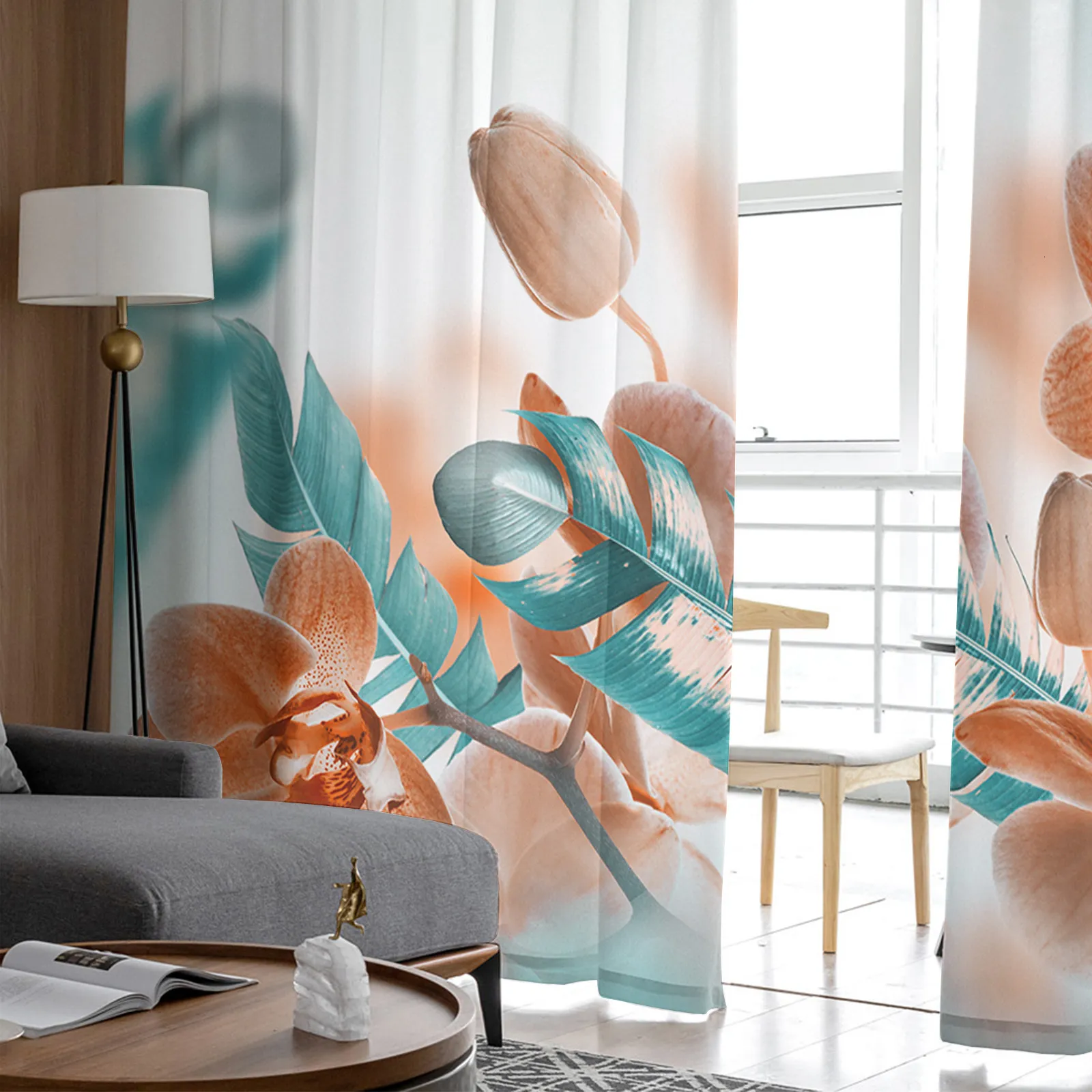 Acquista Paesaggio giapponese con tende trasparenti Sakura per finestre per  soggiorno, camera da letto, tende in voile e tulle, tende in tessuto per la  cucina