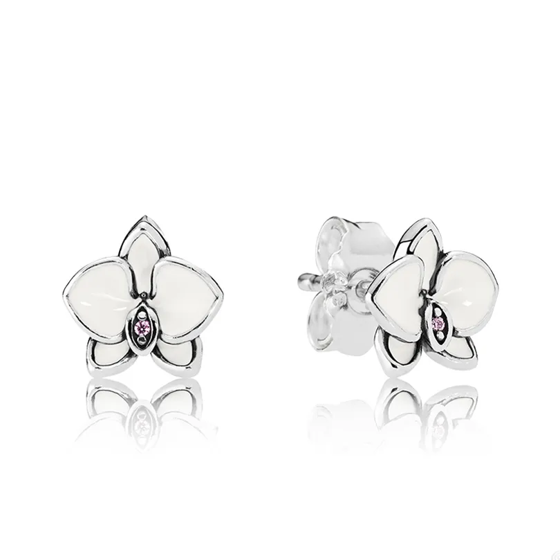 Witte Magnolia Oorknopjes voor Pandora Real Sterling Silver Party Sieraden ontwerper Oorbel Voor Vrouwen Meisjes Zusters Gift Luxe Bloem oorbellen met Originele Doos