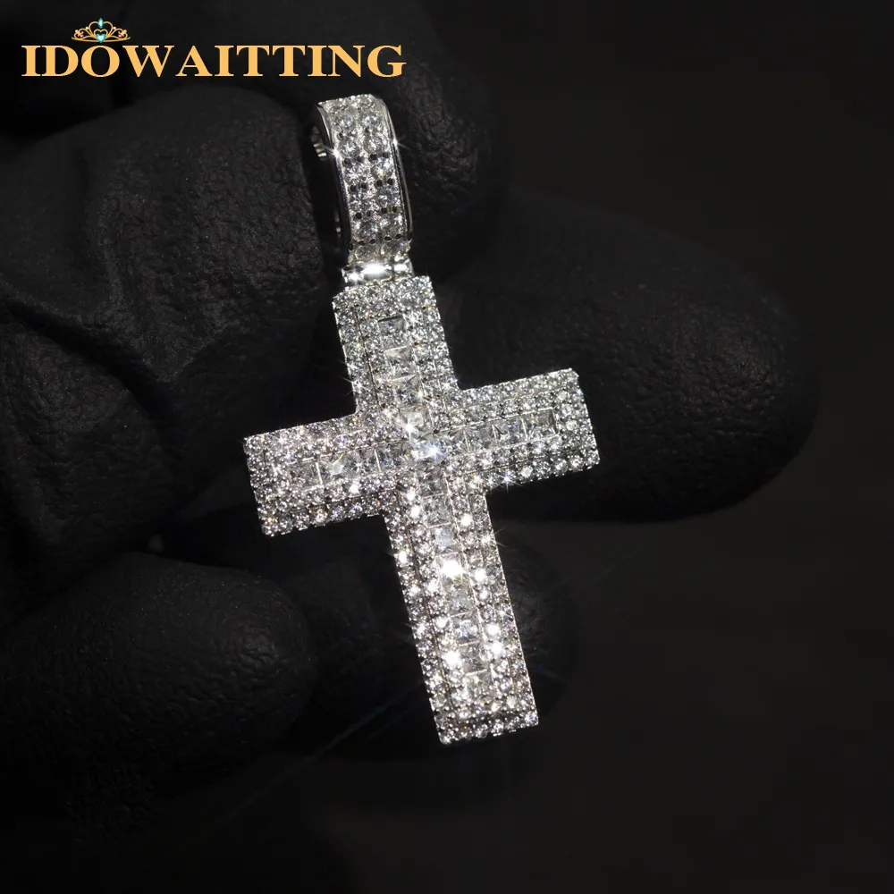 Pendant Necklaces Men Women Sparking Micro Pave 5A Cubic Zirconia CZ With Rope Chain Iced Out Bling Cross Pendant Necklaces Hip Hop Couple Jewelry 230615