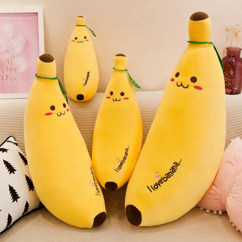 Groter formaat zachte banaan knuffel 50cm sierkussen donzen katoenen pop simulatie fruitkussens zitkussen