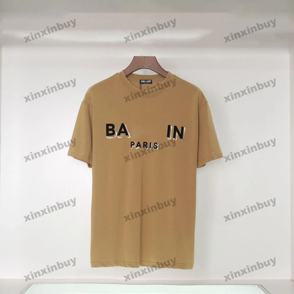 xinxinbuy camiseta masculina designer 23ss paris carta impressão frança manga curta algodão feminino preto branco caqui M-2XL