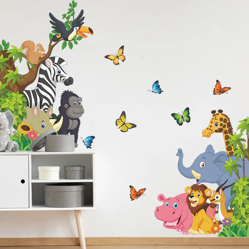 Animais selvagens da floresta Safári festa quarto cozinha zoológico coleção cortinas de janela para sala de estar itens decorativos adesivos de parede