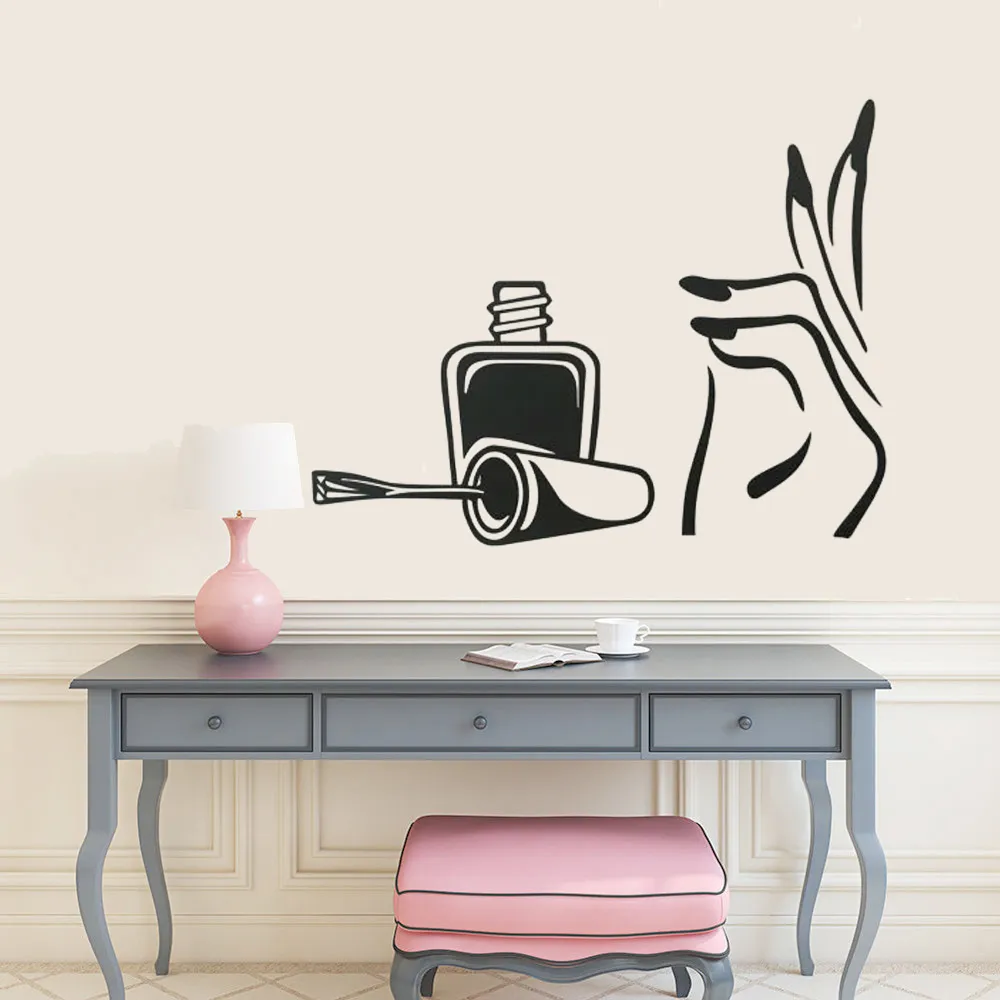 Manicure Girl Hand Nails Salone di bellezza Wall Art Stickers Adesivo Home Decorazione fai da te Adesivi murali rimovibili