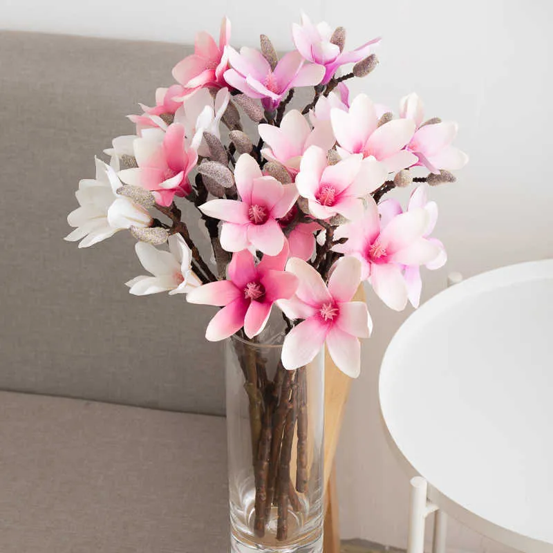 Fleurs séchées Lys Rose Artificielle Fête De Mariage DIY Décor Bouquet De Mariée Salon Chambre Maison Table Organiser Noël Faux Floral