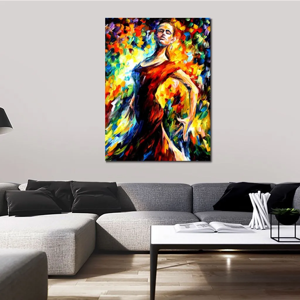 Arte em tela de figura moderna no estilo de pinturas a óleo feitas à mão flamenca para decoração de casa contemporânea
