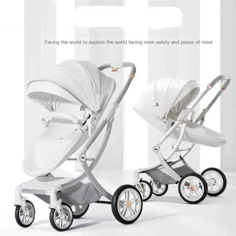 Strollery# wózki luksusowy wózek dziecięcy 3 w 1 powozie z siedziskami samochodowymi Urodzona w skórce jaja wysoka krajcapeStroLlers05 Q240429