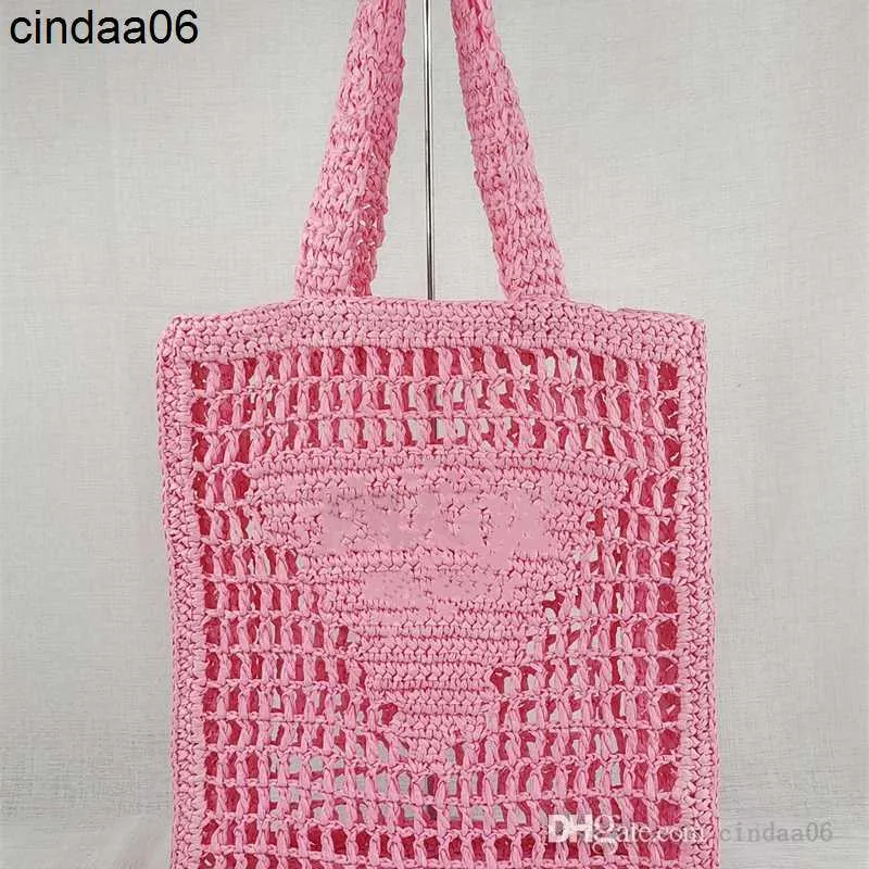 Sacolas de compras de grife Novas bolsas de ombro com corda de grande capacidade Bolsas ocas com letras para férias Bolsas femininas tecidas