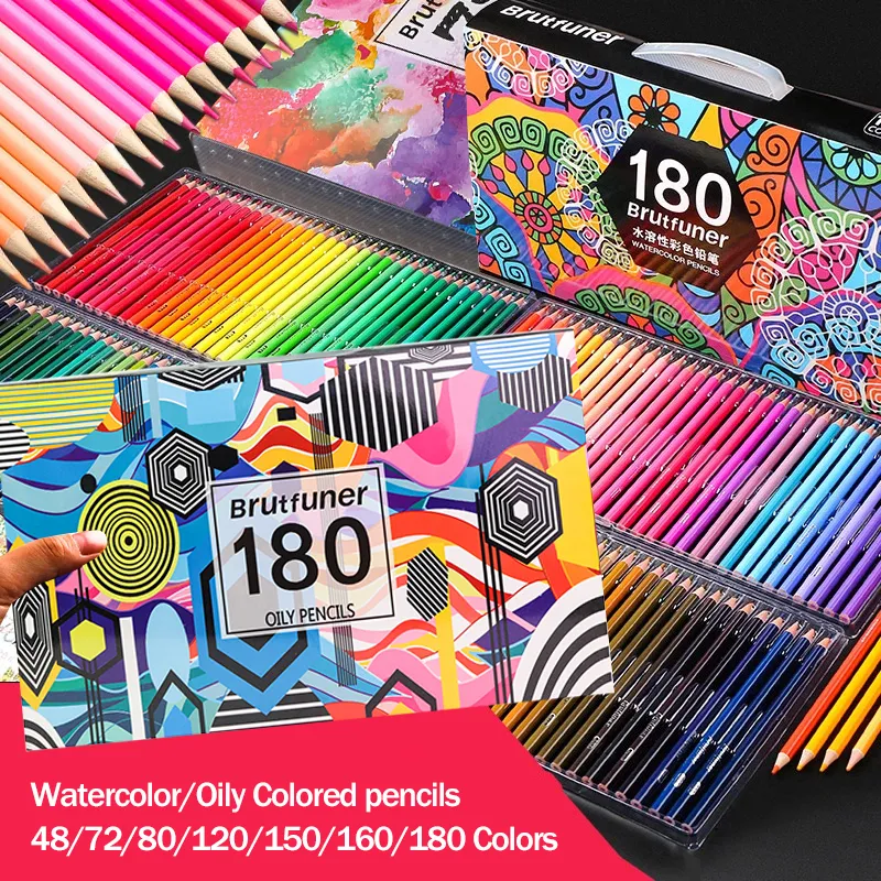 Crayons Brutfuner Art Professional Crayons de couleur 487280120150160180 Couleurs OilyWatercolor Aquarelle Sketch Dessin Crayon de couleur 230614