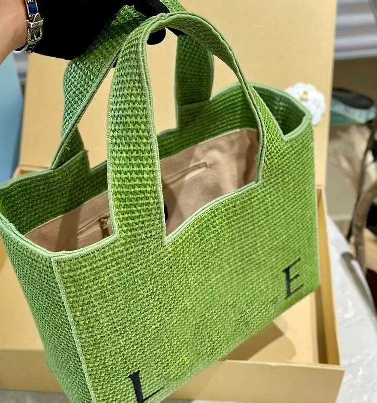 Beach Bag Embroidered Straw Woven Shopping Bag Vegetable Basket Summer New Spell Leather Beach Holiday Handbag Purse 230615