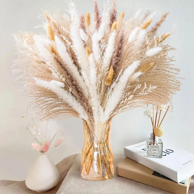 Decoratieve Bloemen 42cm Fluffy Grote Pampas Gras Gedroogde Bloem Natuurlijke Riet Bruiloft Winkel Decoratie Ornament Boho Vintage Home Decor