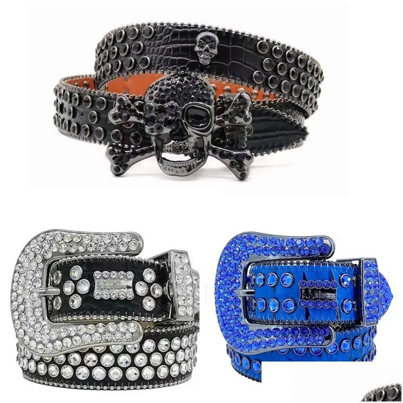 Ceintures Hommes Femmes Bb Simon Ceinture Designer De Luxe Rétro Aiguille Boucle 20 Couleur Cristal Diamant Drop Delivery Accessoires De Mode Dhwnm