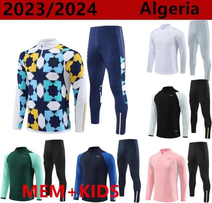 23 24 Tuta Algeria MAHREZ maglie da calcio uomo bambino 22 23 24 Algerie BOUNEDJAH Survetement maillot de foot FEGHOUL abbigliamento sportivo tute da allenamento per calcio 10 / 2XL