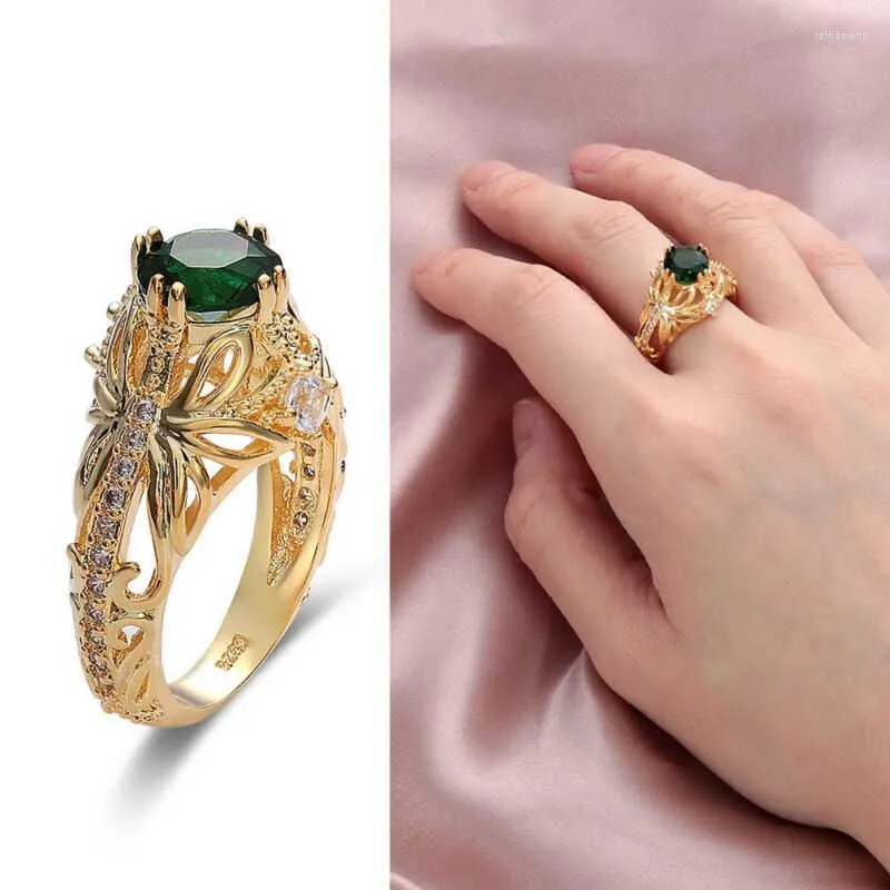Bröllopsringar guldfärg smycken ring prydnad bizuteria för kvinnor syntetiska pärla