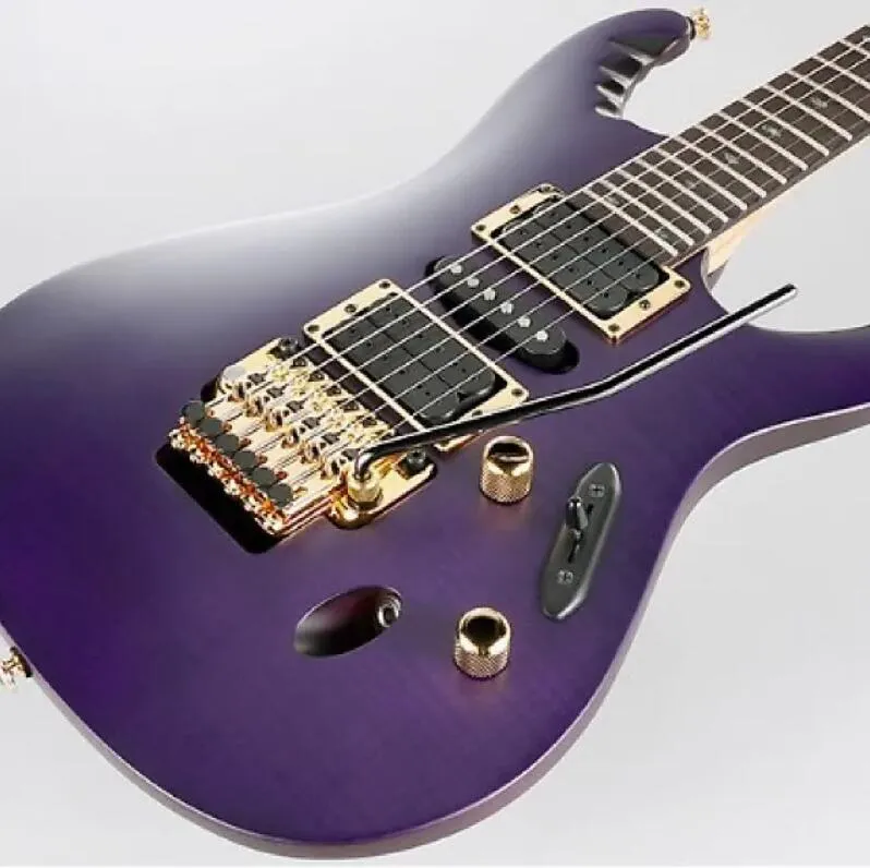 Herman Li EGEN18 Transparent Matte Violet Electric Guitar Flat ultra-fast Neck Flyod Rose Tremolo Bridge Abalone Oval Inlay Gold Special Cut Horn