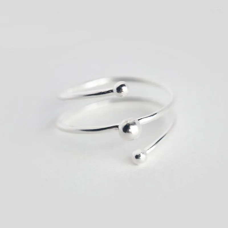 Cluster Rings MloveAcc 925 Solid Real Sterling Silver Fashion Women Double Helix Pärlor Öppnar för Teen Girls Lady