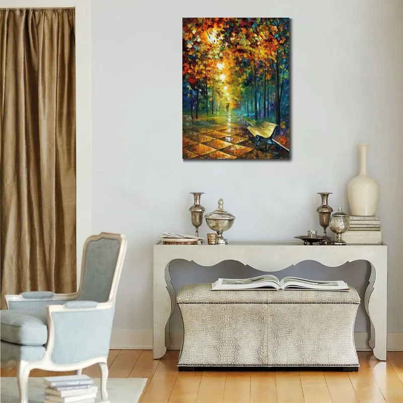 Modern Canvas Wall Art Misty Park Handcrafted Landscape Painting New House Decor