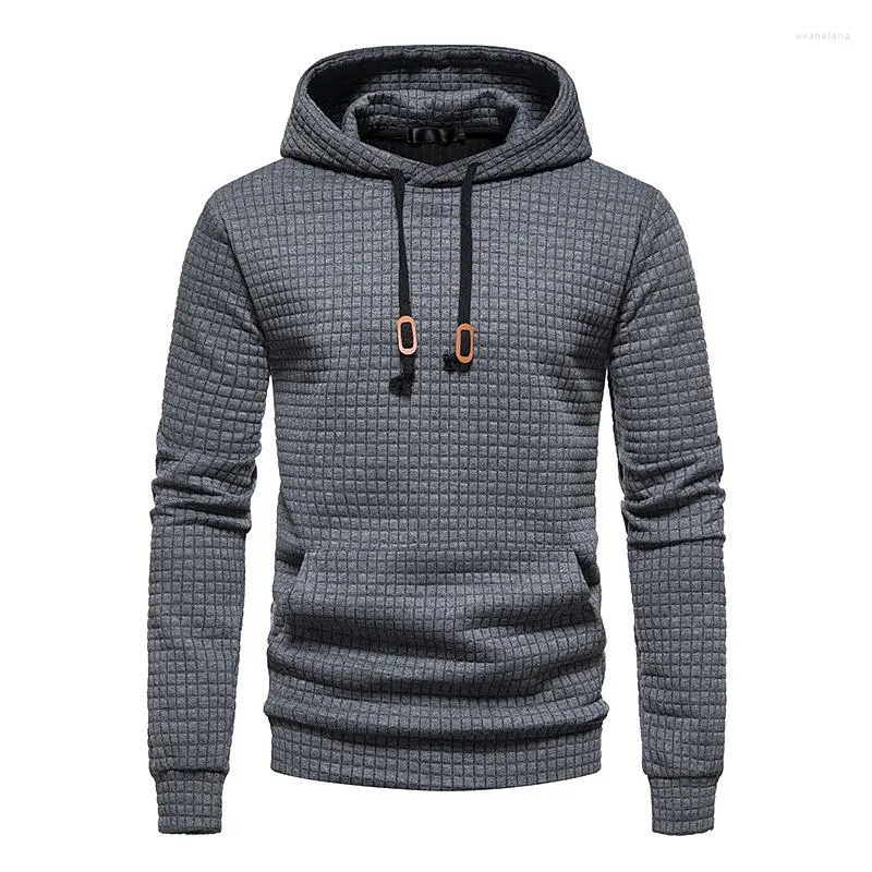 Men's Hoodies Spring And Autumn European American Fashion Plaid Jacquard Hooded Sweater Men's Casual Slim Long-sleeved Pullover Top