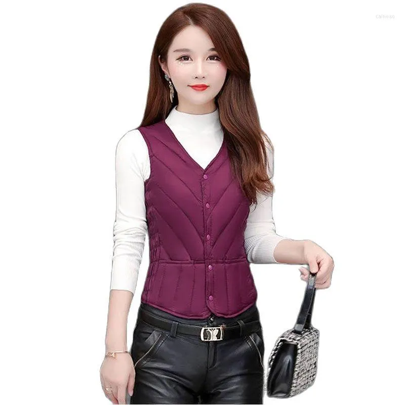 Gilets pour femmes bas coton gilet femme 2023 sans manches veste d'hiver femmes gilet mince près du corps chaud