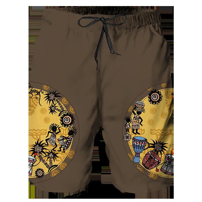 Herren-Shorts, Sommer-Männer-Shorts, lässig, Ethno-Stil, Print-Design, Hose, männlich, Vintage, Strand, hawaiianisch, übergroße lose Hosen, Mann, Streetwear, 230615