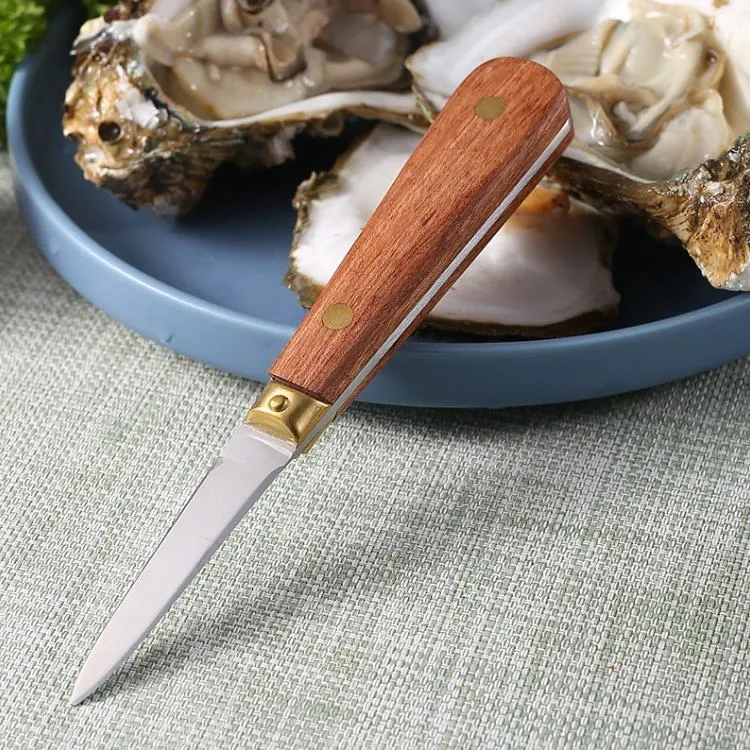 Durable Open Scallop Shell Seafood Knives Multifunction Wood Handle