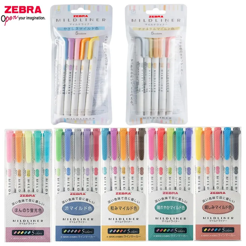 Save Big on Bulk Zebra Pen Mildliner Highlighters Japanese Markers Zebra  Mildliner: 35 Gentle Pastel Highlighters For Drawing, Office, And Study  Notes - Main Image