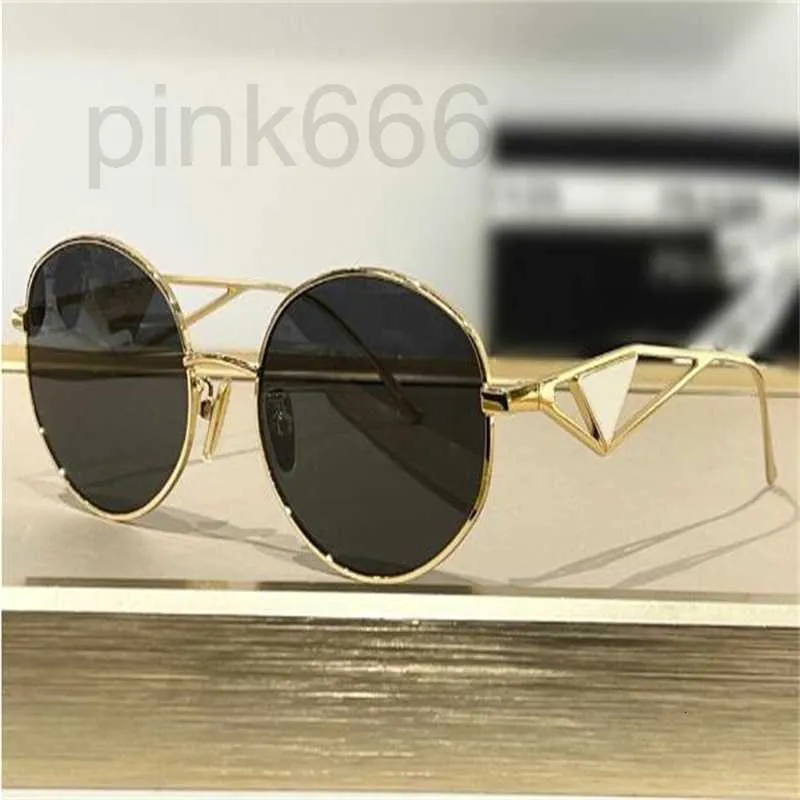 Óculos de sol designer 60 anos oval ouro armação de metal/lente cinza escuro moda feminina verão óculos de sol oversize óculos de sol uv400 alta qualidade fhq5