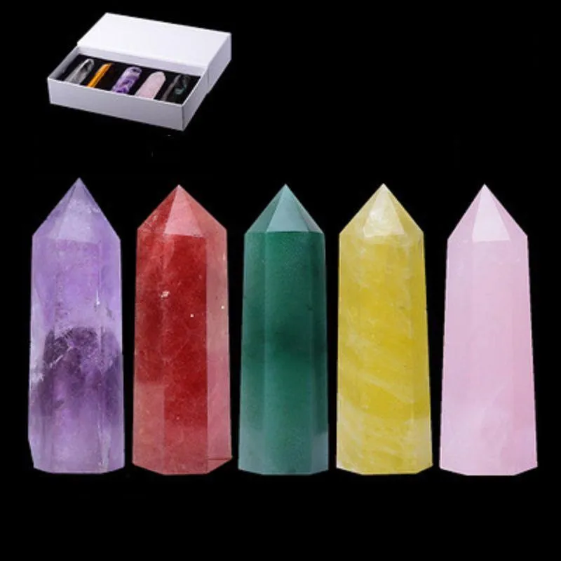 Lengte 10cm boven Big Ability Quartz Pillar Arts Raw Energy Stone Tower Ornament Mineraal Genezing toverstaf Reiki zeszijdig Natuurkreet Lvvf