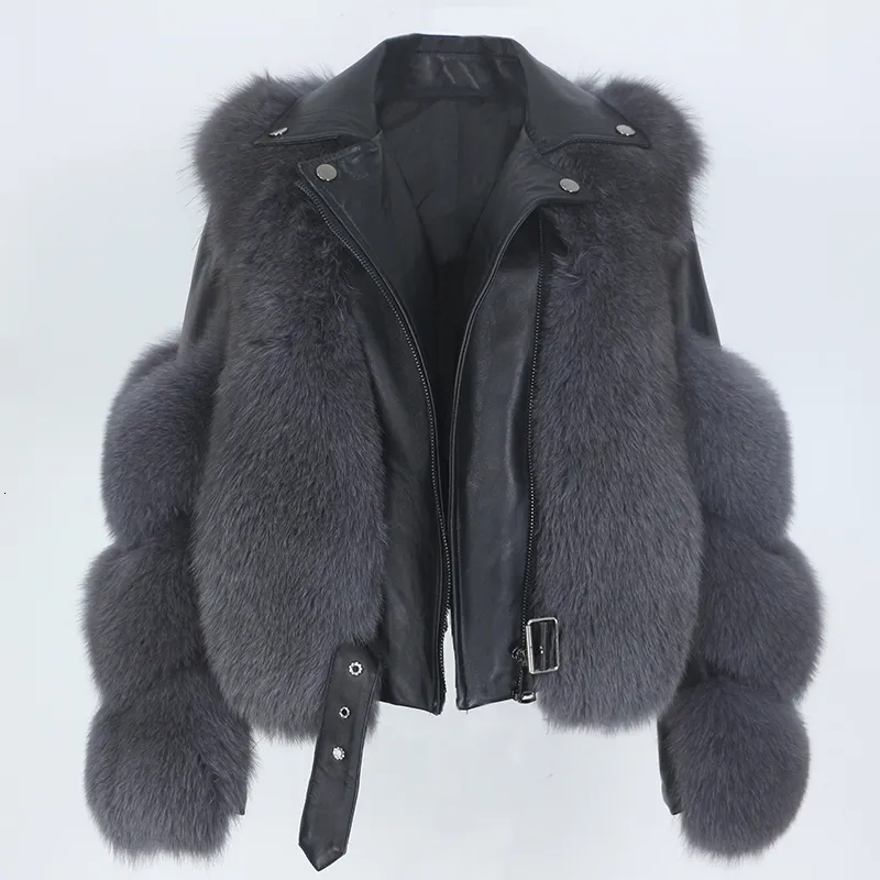 Women' Blends MENINA BONITA Real Fur Coat Vest Winter Jacket Women Natural Genuine Leather Outerwear Detachable Streetwear Locomotive 230615