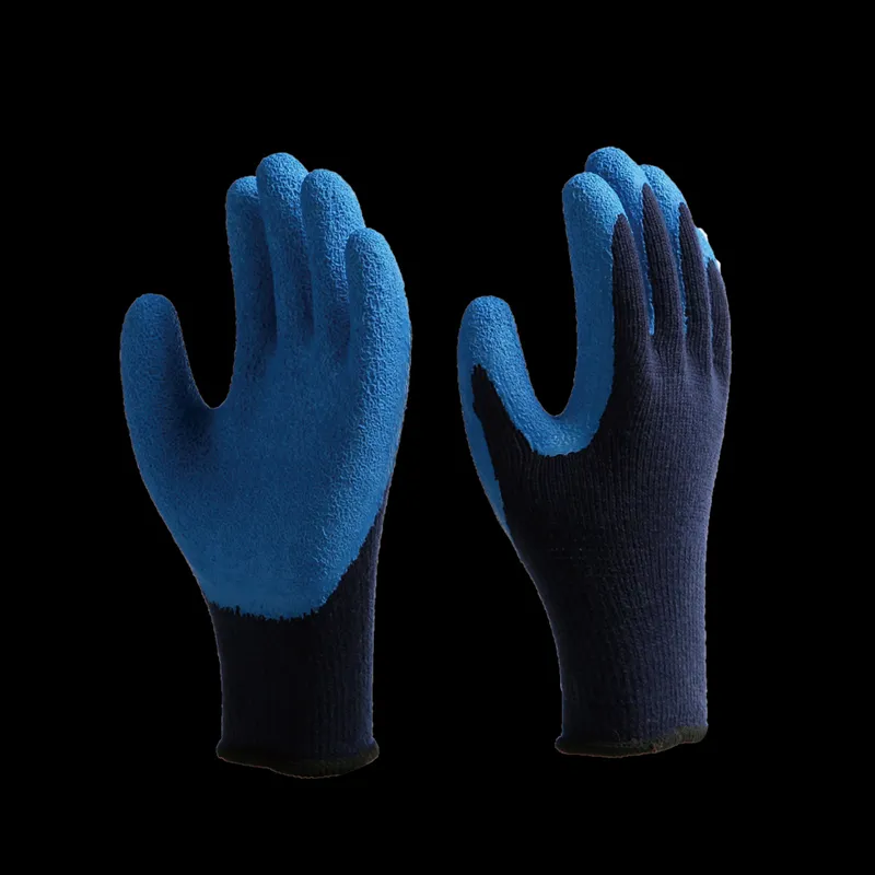 Gants de protection du travail anti-rides en latex trempés dans la paume en laine acrylique à 7 broches pour le travail résistant à l'usure gants résistants à la déchirure en gros