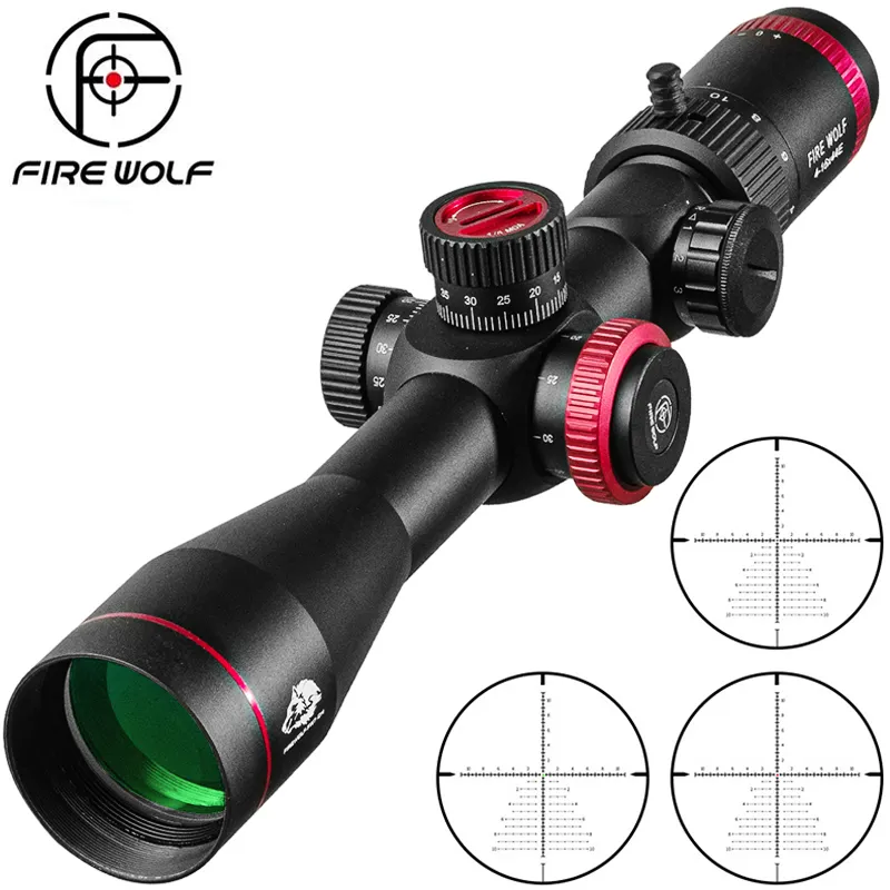 Fire Wolf QZ 4-16x44 Zakres FFP Red Green Hunting Optical Sight Sniper Riflescope Taktyka Pierwsza płaszczyzna polowa