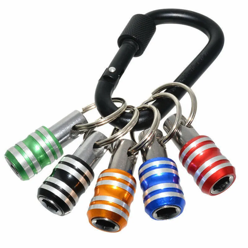 thumbnail image 2 of 7-Piece 1/4" Hex Keychain Screwdriver Bit Holder Set – Quick Release Extension Bars With Metal Buckles 2 of 6
