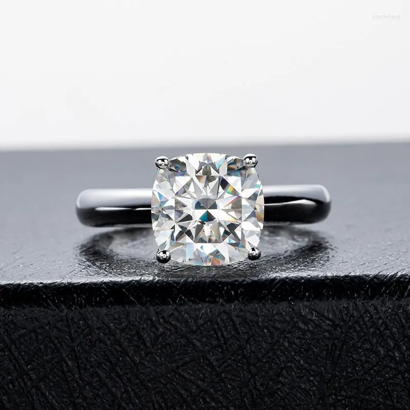 Cluster Rings S925 Silver 3.5CT Cushion Cut Moissanite Anel Solitaire Women Ins Jewelry Certified D Color Engagement Pass Test