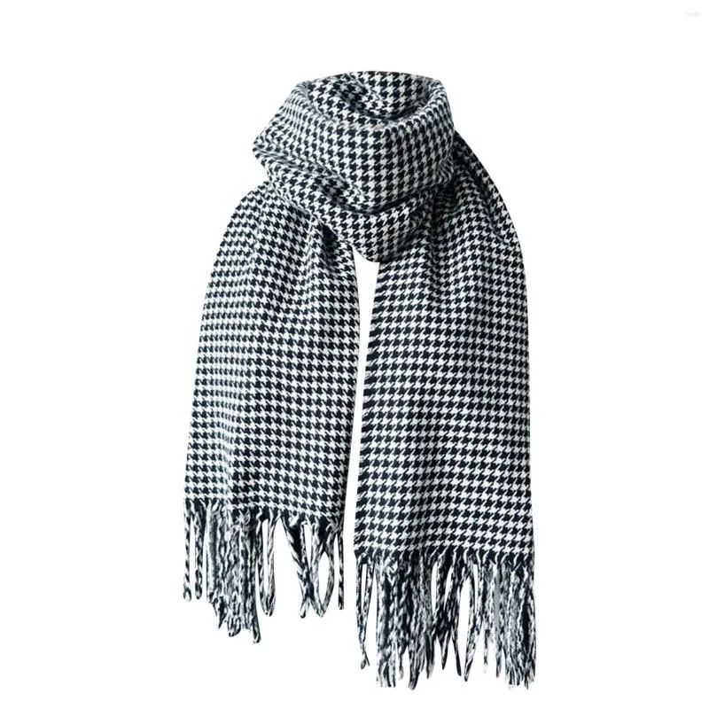 女性のためのスカーフシルクヘッドスカーフファッション秋と冬のクラシックタッセル格子縞の温かい柔らかいチャンキーな大きな毛布ラップ