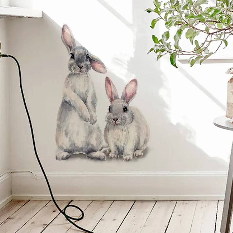 9 estilos aquarela animais adesivos de parede para sala de estar quarto quartos crianças decoração de parede coelho raposa pássaros decalques de parede decoração de casa