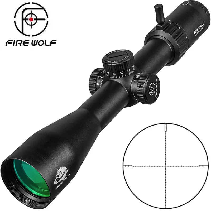 FIRE WOLF 4-16x44 SF Scope Hunting Rifle Scope 30mm 1/10Mil Turret Adjust w/Lock Systeem High Definition w/Wilde Hoek Oculair