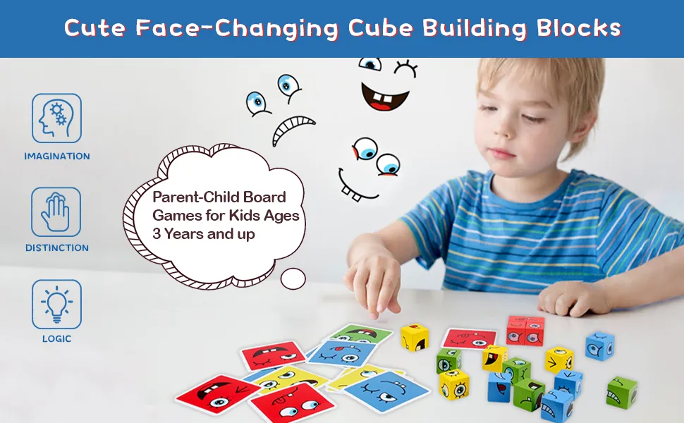 Cute Face-Changing Cube Building Blocks with Bell and Sand Clock