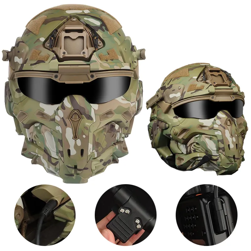Cycling Helmets Tactical Helmet Fast Tactical Mask MH PJ Casco Airsoft Paintball Combat Helmets Outdoor Sports Built-in headset Defogging fan 230614