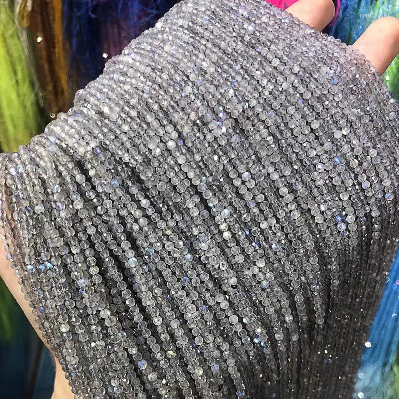 Perline di pietra naturale grigia labradorite sfaccettata allentata 2 3 4 5 6 8 mm per creazione di gioielli collana bracciale