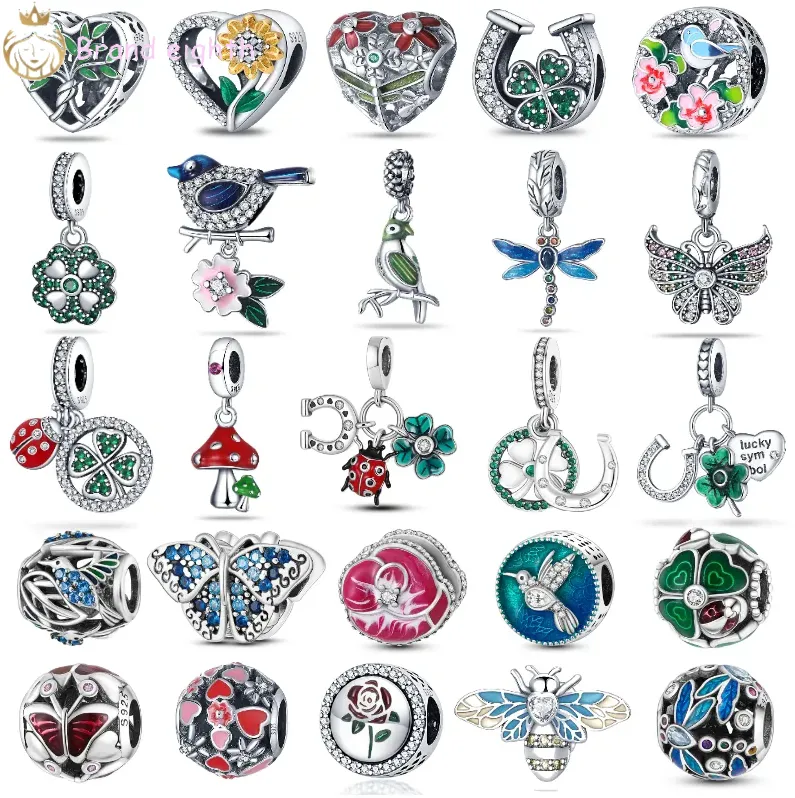 För Pandora Charms Sterling Silver Pärlor Armband Butterfly Lucky Pendant Charmes