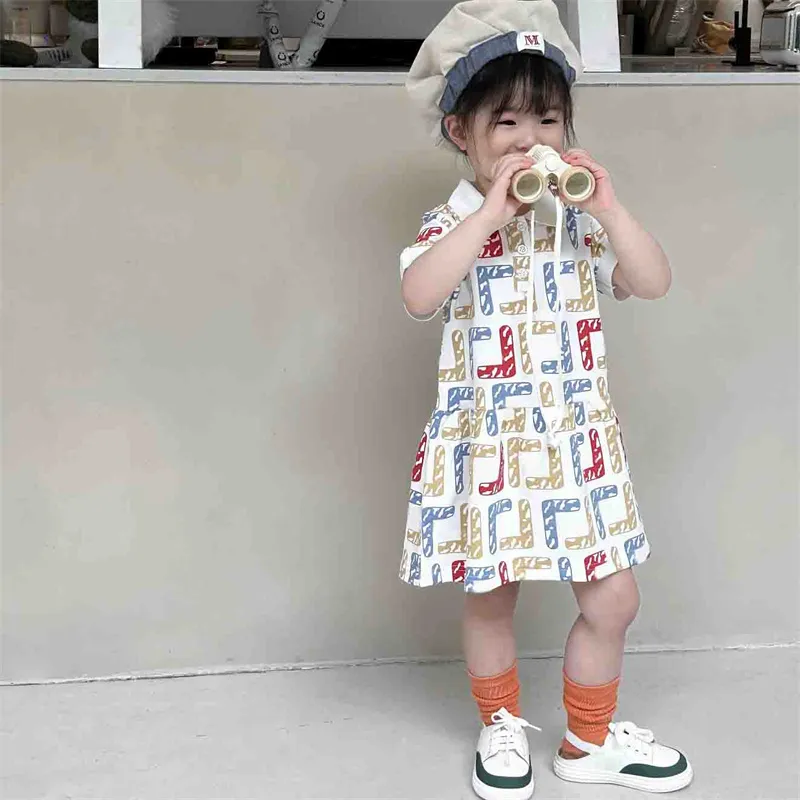 Baby Girls Designer Dress Kids Vêtements Ensembles de filles Jupe Childrens Classic Clothes SetS Girls Letter Robes Polo Robe