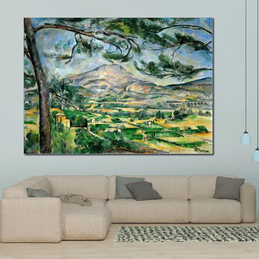 Impressionist Canvas Art Ste-Victoire Mountain Pine Handmased Paul Cezanne Måla landskapskonstverk modern vardagsrumsdekor